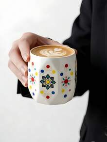 1 pieza Taza de café de cerámica con diseño de dados creativos, taza de estilo bohemio para espresso, taza con asa de agarre impresa a color, taza de té de estilo medio oriental para el Ramadán - Multicolor - Ver 9