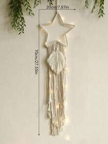 1 chiếc đồ trang trí treo tường thủ công dệt hình sao và trăng, kiểu Boho, làm bằng macrame với tua rua, tranh treo tường tối giản, thích hợp cho phòng khách, phòng ngủ, văn phòng và trang trí nhà cửa. - Nhiều màu - Xem 14