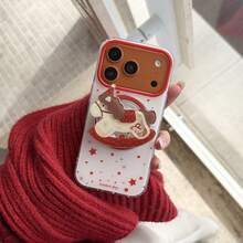Funda de teléfono magnética con diseño de estrella y copo de nieve blanco y rojo, y soporte de teléfono magnético con capucha de pequeño caballo Yao Yao, compatible con iPhone Phone Cases/ 17 Pro/ 16/15 Pro Max/14/13 - Blanco - Ver 2