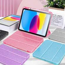 Ốp bảo vệ iPad A16 2025, iPad thế hệ 11, iPad thế hệ 10 có ngăn đựng bút, phù hợp với iPad Air 11 M3 M2, vỏ bóng, phù hợp với iPad Air 4 5 (Xanh nhạt) - Màu xanh nhạt - Xem 8