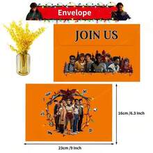 1set/12pcs New Popular American TV Series' ' Season 5 Themed Birthday Party Invitation Card Set, Paper Invitation Envelope, Envelope+Character Stickers, Fan Film And Television Peripheral Party Decoration Supplies, Birthday Party Creative Invitation Card, Birthday Gift, New Year's Gift - Multicolor - View 2