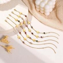 1pc Personalized Birthstone Family Bracelet, Heart-Shaped Bracelet With Family Members' Names, Gift For Sisters/Mom/Girlfriend, Christmas Gift