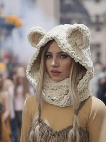 1双男女通用可爱青蛙针织帽，保暖柔软，适合冬季日常休闲佩戴 - 明亮 - 查看 17