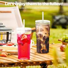 2-Pack 20oz/600ml High Borosilicate Glass Iced Coffee Cups With Lids & Straws - Reusable, Durable, Perfect For Ice Coffee, Smoothies, Water, Tea, Juice - Ideal For Parties - Trong sáng - Xem 5