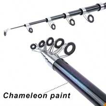 新款钓鱼竿，可折叠玻璃纤维钓鱼竿，陶瓷导环，海水淡水两用 - 彩色 - 查看 3