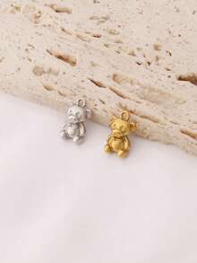 3 piezas de acero inoxidable chapado en oro de 18K con colgantes de osito pequeño, osito grande y dragón lindo para hacer joyas DIY, suministros de accesorios, componentes, aretes, collares, pulseras y hallazgos - 3 colgantes - Ver 6