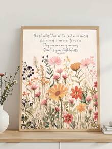 1pc Christian Scripture Wall Art, Psalm 136:1 Bible Verse Wildflower Rustic Religious Poster, Suitable For Bedroom,Living Room,Kitchen,Wall Arts,Wall Decor,Home Decor,Room Decor, Canvas Wall Art, Posters, Wall Art With Frame, Optional Frame ﻿ ﻿ - Multicolor - View 3