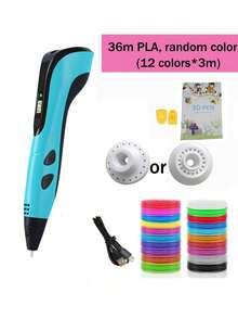 GOLDFOX 3D打印笔 DIY艺术工艺涂鸦绘画3D笔套装，带液晶显示屏和36米PLA耗材 - 淺藍色 - 查看 6