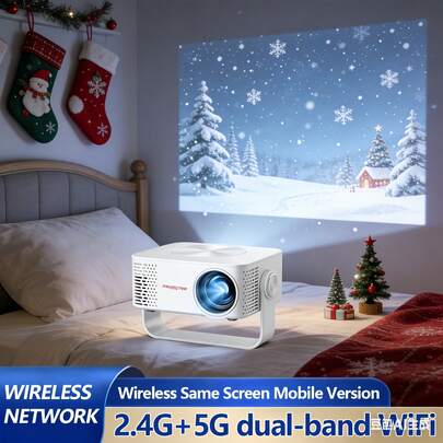 أحدث جهاز عرض M60 لعام 2025 - عرض لاسلكي | هدية مسرح منزلي لعيد الميلاد - جهاز عرض محمول صغير، مناسب لليالي السينمائية في العطلات، الألعاب، التجمعات العائلية، اجتماعات المكتب وغيرها من السيناريوهات.