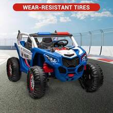 Coche eléctrico para niños de 24 V con mando a distancia, todoterreno UTV con batería, 4 amortiguadores, velocidad máxima de 6 mph, MP3, luces, coche eléctrico para niños grandes, azul. - Azul - Ver 7
