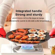 1piezas Sartén Redonda de Hierro Fundido, Tamaño Grande, con Tecnología Antiadherente, para Cocinar en la Parrilla al Exterior y en Cocinas Convencionales o de Inducción, de Mantenimiento Sencillo y Larga Duración, con un Mango Práctico que Permite Guardarla Colgada y Ahorrar Lugar, Fina y de Calentamiento Eficiente, el Accesorio Perfecto para el Camping y las Barbacoas, un Utensilio de Cocina Portátil y Multiusos para Lograr una Dieta Más Saludable en el Hogar o durante un Picnic al Aire Libre. - 30 cm - Ver 9