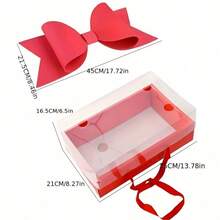 1pc Bowknot Gift Box Set, For Gift Wrapping, Floral Packaging, Durable Plastic & Paper Material Gift Box With Ribbon Handle, Suitable For Wedding, Party, Birthday, Valentine's Day Gifts - Multicolor - View 9