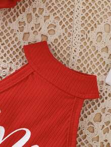 3pcs/Set Baby Girls Valentine's Day Outfit: Camisole, Bowknot Tutu Skirt, Headband - Multicolor - View 5