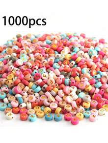 500/1000pcs Colorful Acrylic Alphabet Beads Set, A-Z Letter Beads, Suitable For DIY Bracelets, Keychains And Name Necklace Craft Kits - Multicolor - View 5