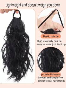 Children's Synthetic Ponytail Wig, Long Wavy Ponytail, With High-Elasticity Rubber Band, Heat Resistant, Suitable For Everyday Wear. - Multicolor - View 2