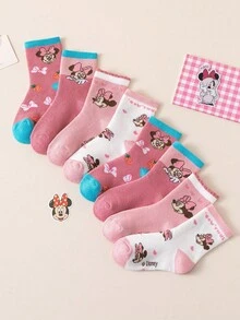 Disney 8/4 双正品儿童袜子，可爱卡通米妮图案，加厚保暖毛巾袜，适合女孩，韩版卡通袜子，适合男孩冬季穿着，透气婴儿及学生袜，地板袜