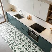 MORCART 20-Piece Peel-And-Stick Floor Tiles, 7.8" X 7.8" Vinyl Flooring, Waterproof And Removable. DIY Flooring Suitable For Bathrooms, Kitchens, Fireplaces, Pet Houses, Stairs, Bedrooms, And Walls.(Green) - 綠色 - 查看 6