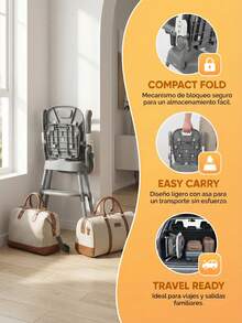 3-In-1 Portable Folding High Chair For Babies - Gray - 灰色 - 查看 6