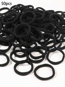 20/50/100pcs Women Black Seamless Hair Ties, Elastic Hair Bands, Hair Scrunchies ,Ponytail Holders ,Hair Rubber Bands ,Hair Rope Head Accessories - Black - View 13
