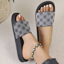 Sandales à bride femme avec semelle épaisse, imprimé floral rétro, convenant pour le port quotidien, les courses, la maison, la plage, l'été - Gris - Voir 15