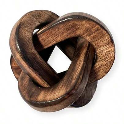 Rustic Wooden 3-Link Knot Ornament For Home Décor - Ideal For Living Room Shelf And Coffee Table