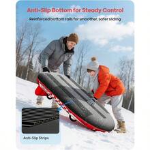 JIEXQPAU 2-Person Inflatable Snow Sled With Premium Canvas Cover Heavy Duty Sled With Backrest Reinforced Handles Snow Tubes For Adults Winter Inflatable Toys CHEN - Red - View 6