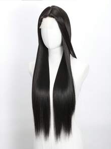 黑色长直发合成U型蕾丝假发，女士款，预先拔毛，自然发际线 - 彩色 - 查看 7
