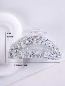 مشبك شعر على شكل هلال مرصع بالراين بألوان متعددة للنساء، اكسسوارات شعر أنيقة للاستخدام اليومي - فضي - مشاهدة 5