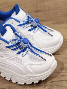 Stylish White Sneakers For Kids And Adults. Can Be Worn In All Seasons. Suitable For School Events, Performances, And Running Activities. - Blue - View 7