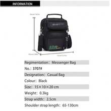 男士战术尼龙斜挎包，户外多功能旅行包，带手机袋，休闲单肩包 - 彩色 - 查看 9