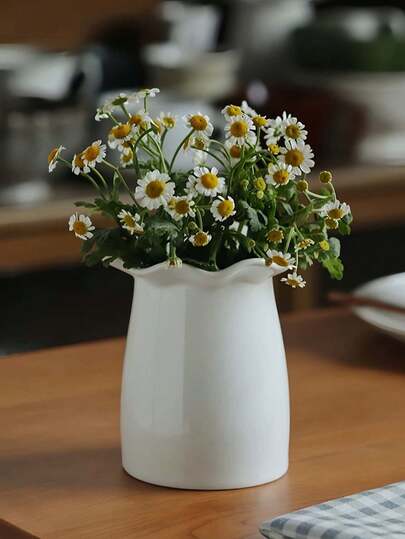 1pc Minimalist High-End Lace Desktop Decor, Elegant Ceramic Storage Jar, Hydroponic Vase, Desktop Ornament Gift, White Porcelain High-End Storage Tube, Suitable For Home, Restaurant, Decor, Gift