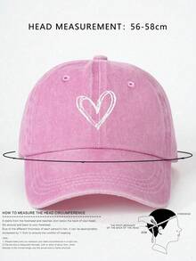 2pcs Embroidered Heart Washed Baseball Cap, Adjustable Couple Hats, Suitable For Spring/Autumn Travel, Beach, Casual Wear, Y2K Style Unisex Sun Hat - Baseball Cap - View 10