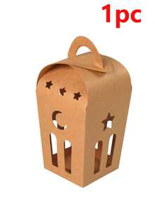 Star Crescent Shaped Gift Boxes - 10pcs Empty Kraft Paper Boxes With Handles For Festivals & Celebrations - Multicolor - View 12