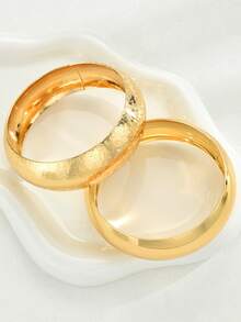 Bộ 2 vòng tay vàng bản rộng, kiểu dáng cổ điển lấy cảm hứng từ đồng xu, thời trang dành cho nữ, phù hợp để đeo hàng ngày, hẹn hò, dự tiệc, tiệc chiêu đãi, làm quà tặng sinh nhật và ngày Valentine. - Vàng - Xem 7