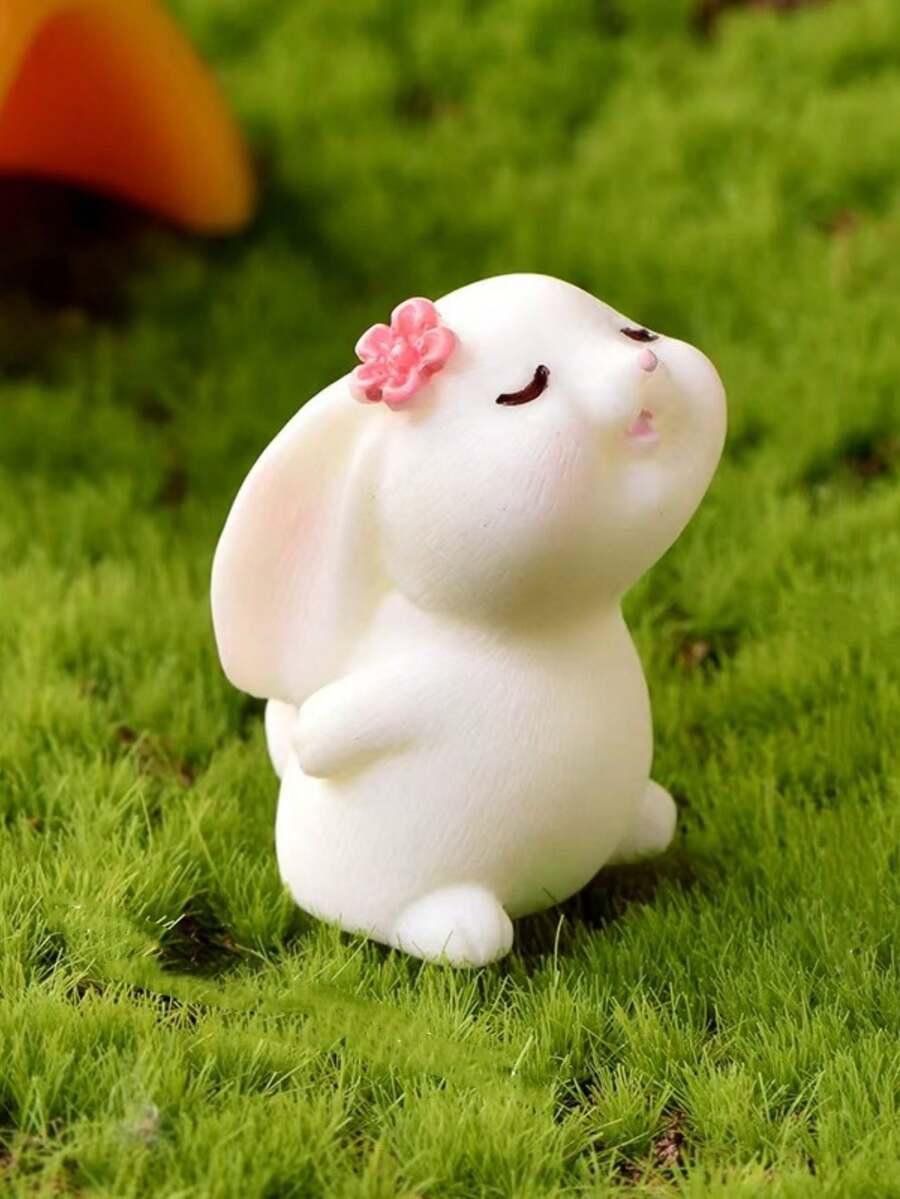 1pc Easter Bunny Shaped Candle, Silicone Mold, Plaster Decor Mold - White - View 1