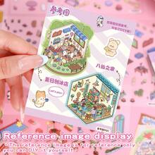 21pcs Super Mini Scene Sticker Book, 8 Scenes, 11 Material Stickers, 2 Reference Images, Adorable Style Landscaping Stickers, 3D Miniature House Micro Scene Stickers, Hand-Sorted House Scene Stickers, Suitable For Christmas, Halloween, Thanksgiving Party Gifts, Gathering Toys, Multiple Scenes To Choose From - Multicolor - View 7