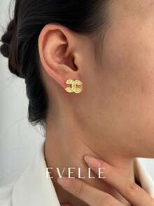 Hoa tai đồng mạ vàng 18K thanh lịch và dễ thương, thích hợp đeo hàng ngày và đi tiệc - Vàng - Xem 2