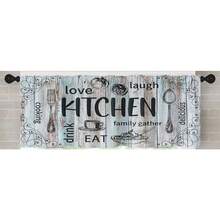 1pc/2pcs Farmhouse Rustic Kitchen Window Curtains Valance, Wooden Vintage Window Valance Curtain With Grey/Teal/Black Kitchen Design Curtains, Polyester Small Cafe Drapes For Festival Holiday Anniversary Gifts Housewarming Gifts, Window Treatment Short Curtain For Living Room Bedroom Bathroom Farmhouse Kitchen Decor, Rod Pocket, Machine Washable - 復古廚房 3 - 查看 7