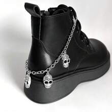 Punk Exaggerated Skull Decor Chain Detachable Shoe Buckle Accessory For Boots - Silver - View 6