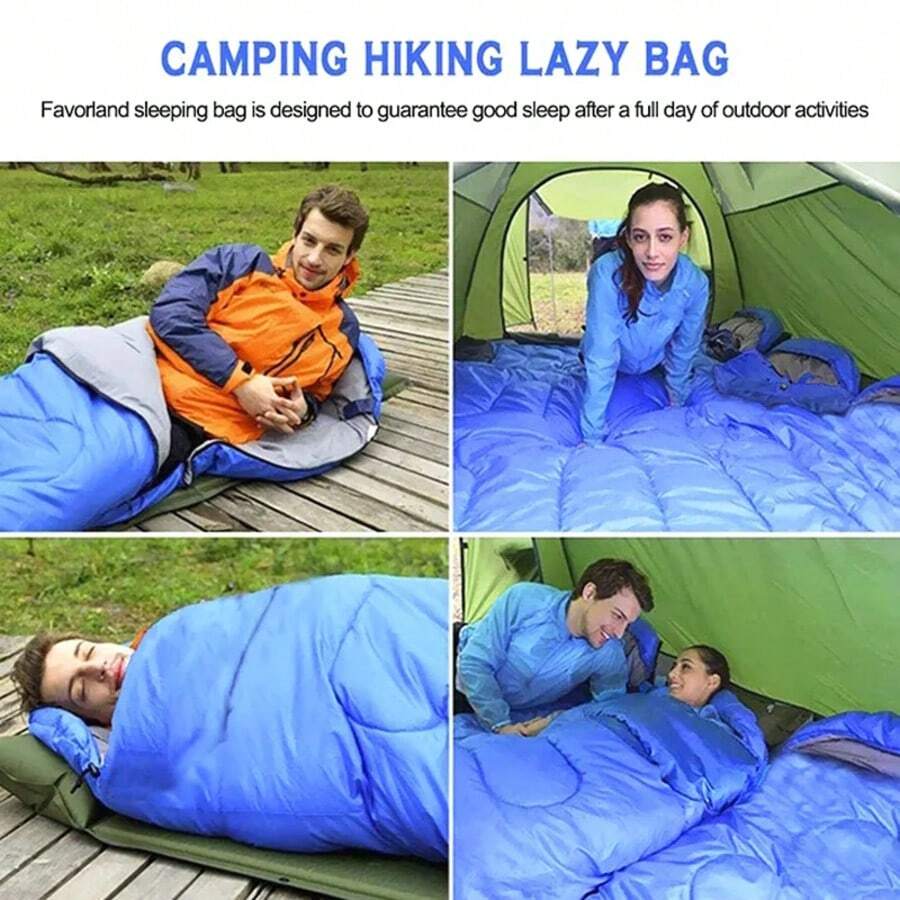1 pieza Saco de dormir para camping de 950g, saco de dormir de sobre grueso y cálido, adecuado para camping, senderismo, viajes al aire libre en primavera, otoño e invierno - Multicolor - Ver 1