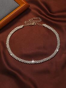 Rhinestone Decor Choker - White - View 4