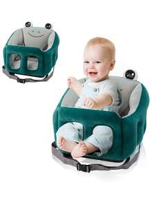 Asiento de Apoyo para Bebé, Sofá de Felpa Suave con Forma de Rana, Silla para Aprender a Sentarse, Mantener una Postura Cómoda para Bebés de 5 a 24 Meses de Material Tela de Terciopelo, Perfecto para que los bebés lo usen mientras comen, viajan y juegan. También es un excelente regalo para Navidad, Halloween y Año Nuevo.También es un excelente regalo de Navidad, Halloween o Año Nuevo - Verde - Ver 1