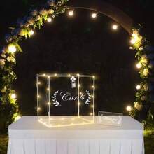 Caja de Tarjetas de Boda, Caja Acrlica para Tarjetas de Boda, Caja para Sobres con Cerradura y Ranura, Caja para Tarjetas de Boda, Caja de Los Deseos, Cajas Regalo para Bodas, Recepciones - transparente - Ver 4