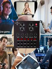 V8 Real-Time Mixer Sound Card With Multiple Effects, Suitable For USB Rechargeable Audio Converter Sound Card, For High-Quality Recording, Singing, Streaming And Gaming - Black - View 11