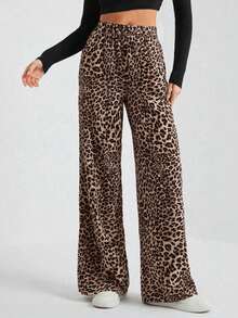 1pc Tween Girls Leopard Print Casual Elastic Waist Versatile Top, Suitable For All Seasons - Multicolor - View 3