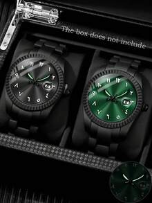 2pcs/Set New Men's Business Casual Round Quartz Watch, Multi-Function Couple Watch Set, Gift For Valentine's Day, New Year, Birthday, Christmas, For Friends And Family