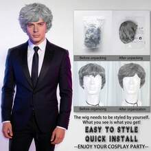 Stylish Short Straight Synthetic Hair With Bangs Wigs For Men Women Pixie Cut Daily Party Wig For Halloween Holiday Outfit Anime Movie Music Cosplay Wig, Fluffy And Natural Looking, Beginner Friendly, Blond Gray Black & Blonde Available, Ideal Choice For Gifts For Christmas Game Exhibition Stage Performance Accessories