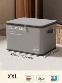 1pc Large Capacity Lidded Storage Box, Multi-Functional Foldable Storage Bin With Dual Zippers & Reinforced Handles, Suitable For Storing Clothes, Bedding, Moving Bags & Cups, Can Be Placed Under Bed - Multicolor - View 10