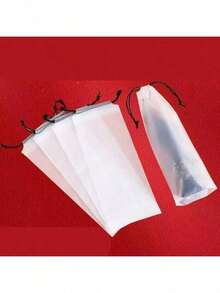 2pcs Matte Transparent Reusable Drawstring Umbrella Bags, Portable Umbrella Sleeves (Drawstring Color Random) - Suitable For School, Office, Home And Travel