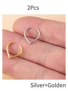 1件装不锈钢假鼻环，心形鼻夹，无需穿孔，摇滚/嘻哈风格男女通用身体饰品